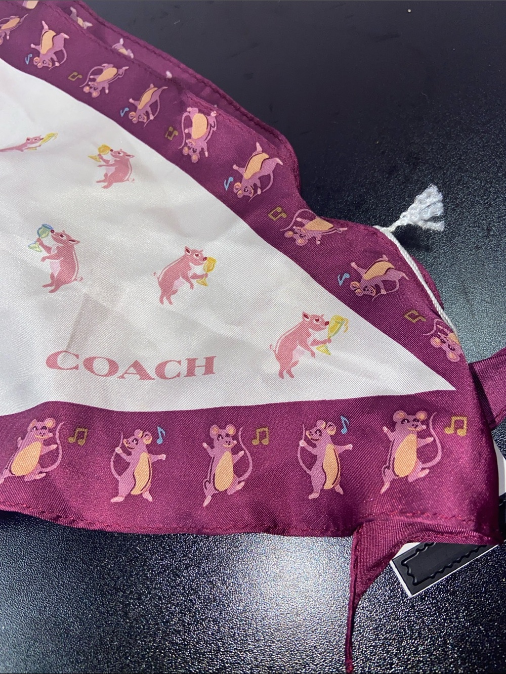 Coach Limited Edition Party Animal Silk Diamond Scarf NWT - Picture 2 of 4